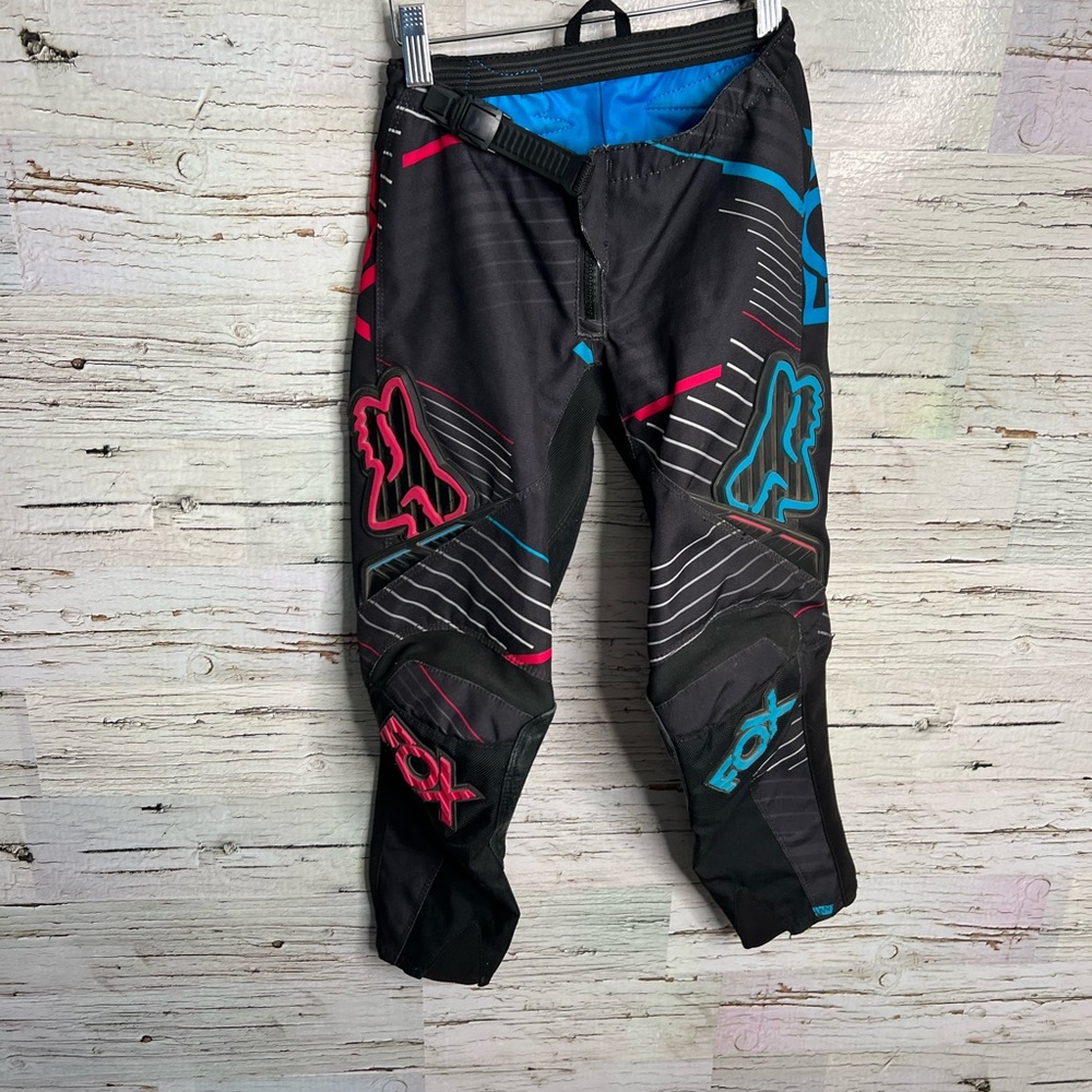 Fox 180 Motocross Kids Pants racing black pink blue size 8